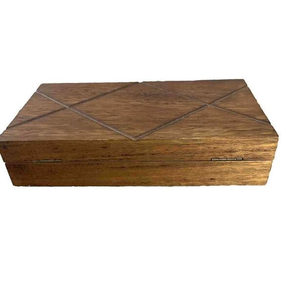 Vintage Royal London Mens Dresser Box Valet  Modern Style Wood Brown Red - Picture 5 of 9